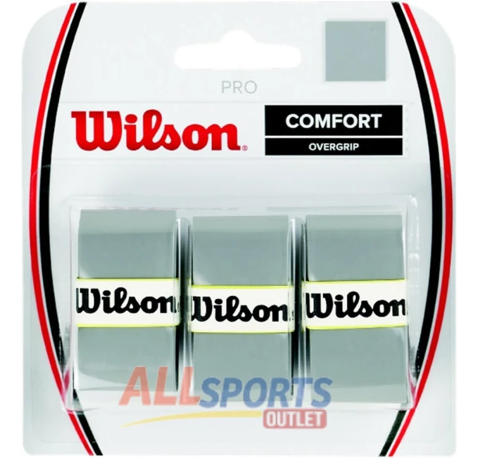WILSON Pro Overgrip Comfort 3 Pack Silver Tennis Grip Tape