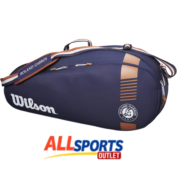 Wilson Roland Garros Team 3 Pack Racquet Bag Navy Orange for Tennis Players