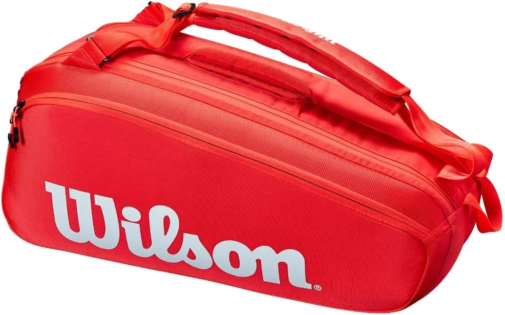 Wilson Super Tour Red White Tennis Bag for 6 Rackets and Gear