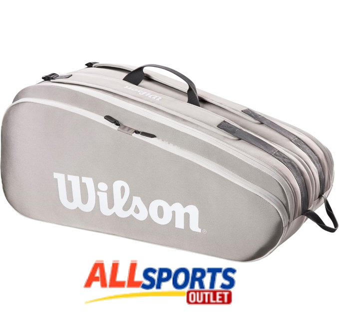 Wilson Tennis Racket Bag Stone Grey Holds 12 Rackets for Players