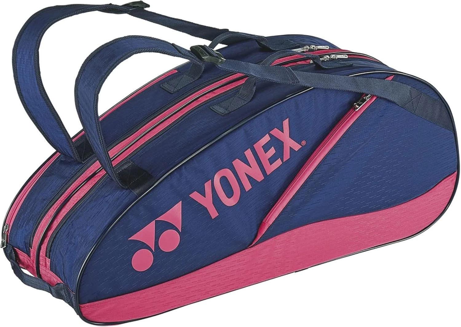 YONEX 6 Racquet Bag Case in Navy Pink Available at All Sports Outlet YONEX 6 Racquet Tennis Bag Navy Pink Durable Sports Gear