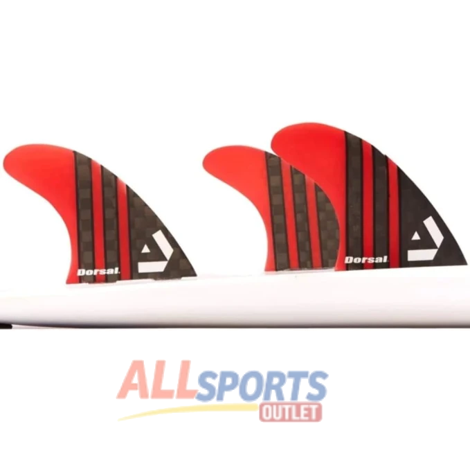 DORSAL Surfboard Fins Thruster Red Medium Carbon Fiber Honeycomb Hexcore
