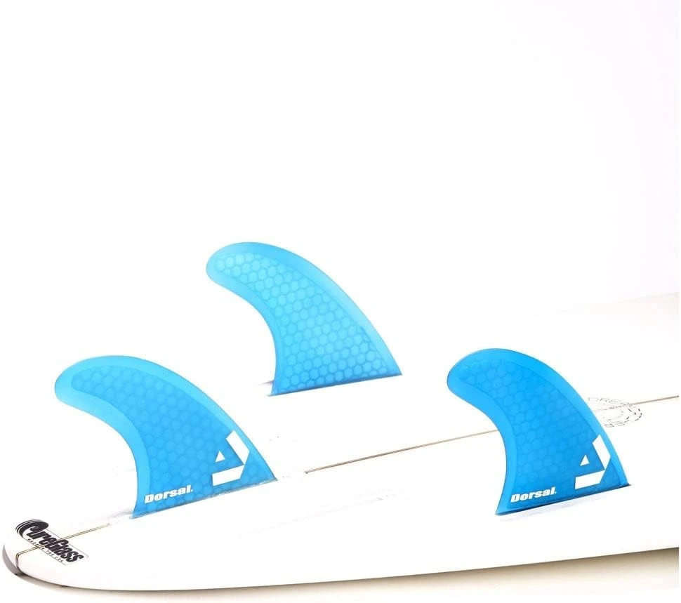 DORSAL Surfboard Fins Thruster Set Future Compatible Blue Medium Fiberglass All Sports Outlet - Image 2