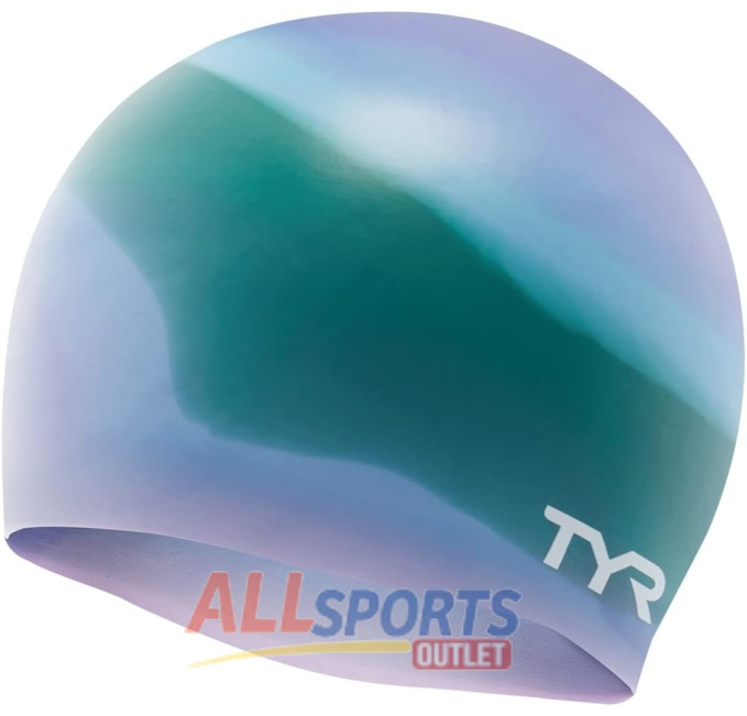 TYR Multi Color Silicone Adult Swim Cap Purple Green All Sports Outlet