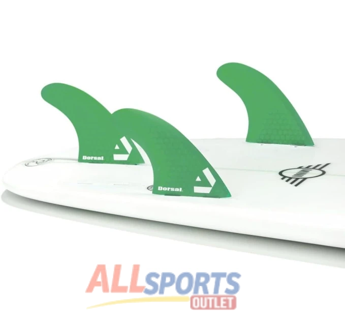 DORSAL Surfboard Fins Thruster Set FCS Compatible Green Medium All Sports Outlet