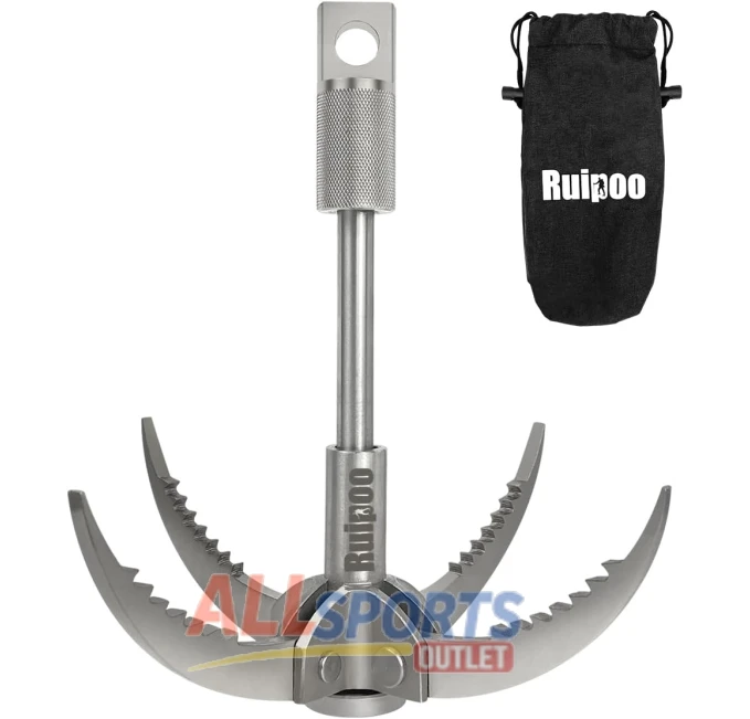 Grappling Hook Folding 4-Claw Stainless Steel for Camping All Sports Outlet
