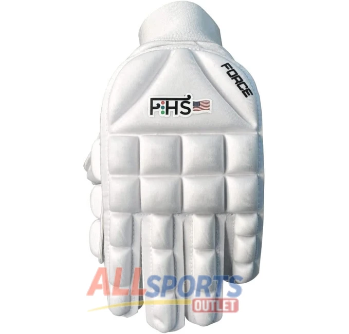 Men's Field Hockey Gloves Force White Medium Full Finger All Sports Outlet