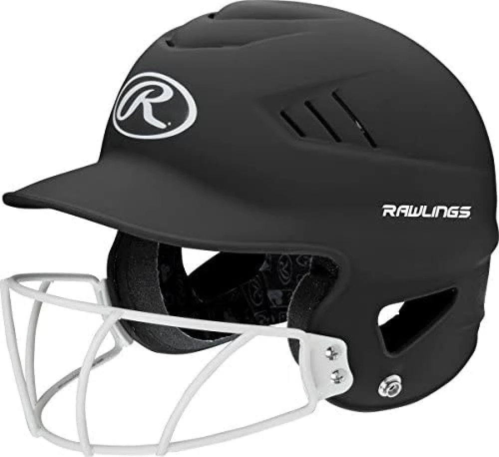 Rawlings COOLFLO HIGHLIGHTER Batting Helmet Matte Black Face Guard All Sports Outlet