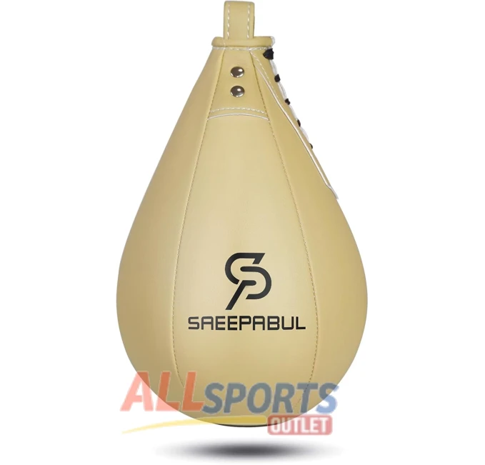 SAEEPABUL Leather Speed Bag with Latex Bladder Black Beige All Sports Outlet