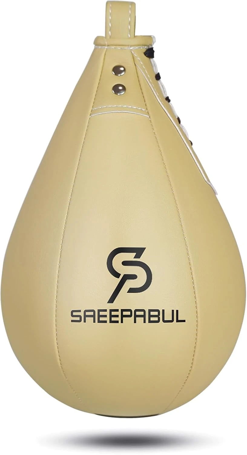 SAEEPABUL Leather Speed Bag with Latex Bladder Black Beige All Sports Outlet