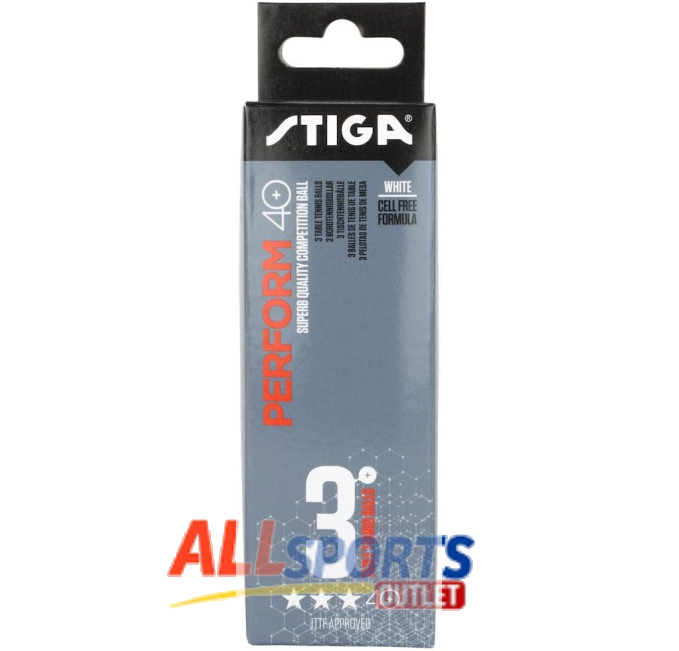 Stiga White Perform 3-Star ABS 3-Pack One Size All Sports Outlet