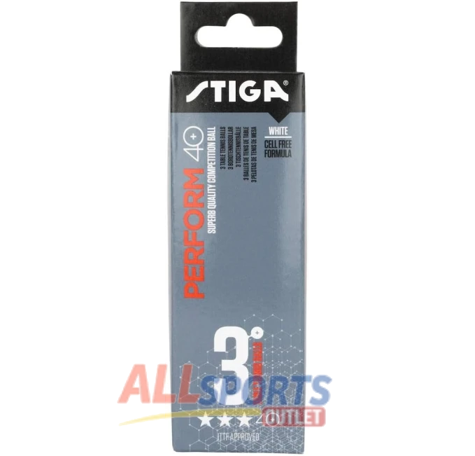 Stiga White Perform 3-Star ABS 3-Pack One Size All Sports Outlet
