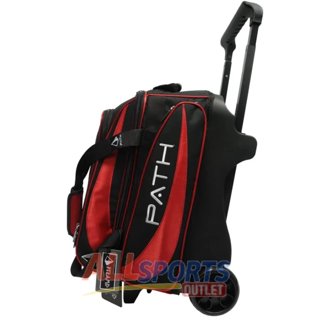 Pyramid Path Premium Deluxe Double Roller Bowling Bag Black Red at All Sports Outlet