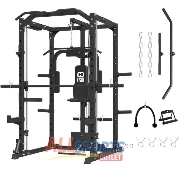 FAGUS H Power Rack with Chest Press and LAT Pulldown All Sports Outlet