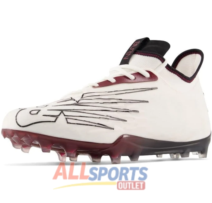 New Balance Burn X 3 Speed Lacrosse Shoe White Crimson Black All Sports Outlet