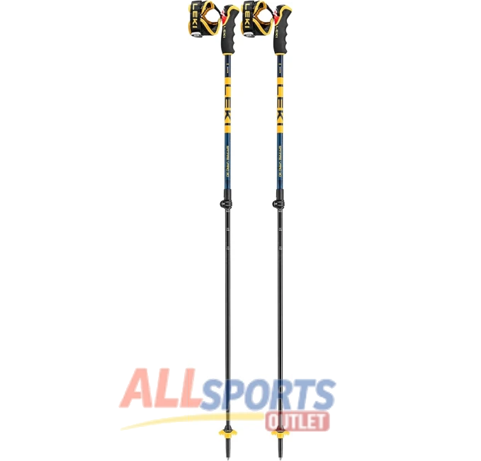 LEKI Spitfire Vario 3D Adjustable Ski Poles All Sports Outlet Denim Blue Aegean Blue Mustard Yellow 110-140 cm for Alpine and Backcountry Skiing Sports and Outdoors