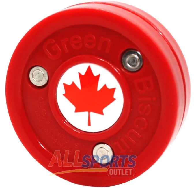 Green Biscuit Olympic Flag Canada Hockey Puck All Sports Outlet
