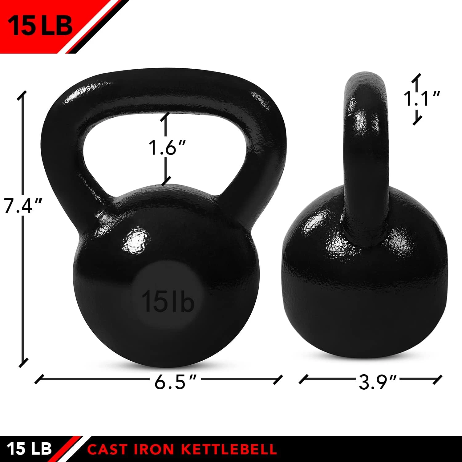 JFIT Cast Iron 15 LB Kettlebell Weight All Sports Outlet - Image 2