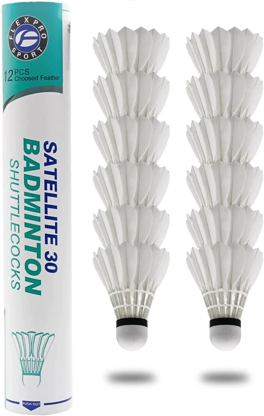 FLEX PRO Badminton Shuttlecocks 12pcs 77speed Duck Feathers All Sports Outlet