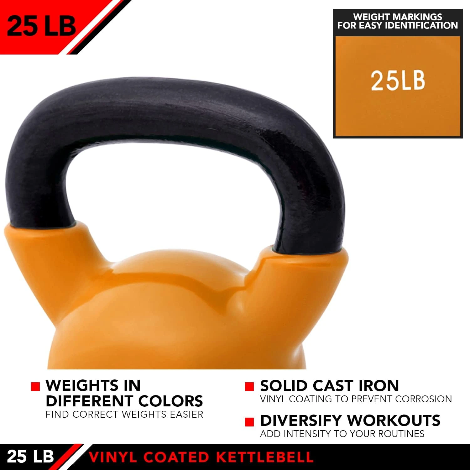 JFIT 25LB Vinyl Kettlebell All Sports Outlet Strength Training Tool - Image 4