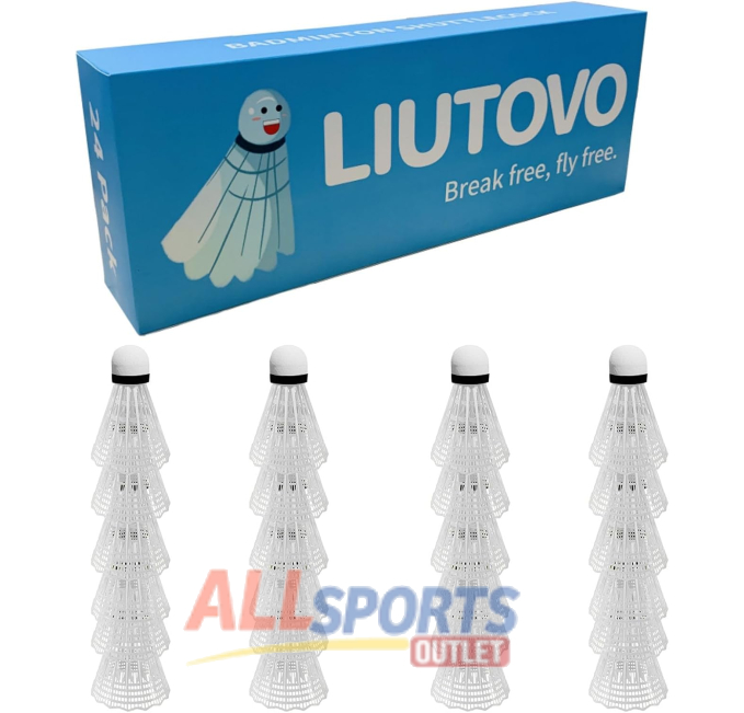 LIUTOVO 24 Pack Nylon Badminton Shuttlecocks White for Training All Sports Outlet