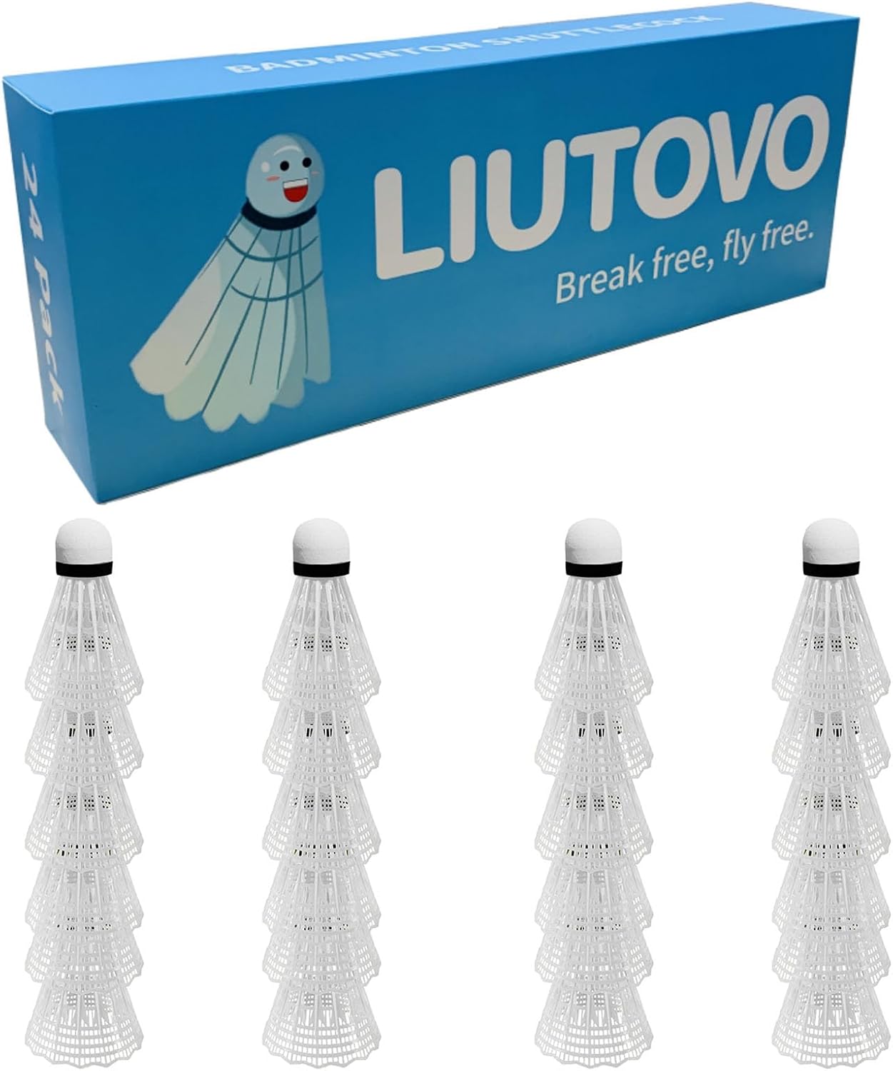 LIUTOVO 24 Pack Nylon Badminton Shuttlecocks White for Training All Sports Outlet