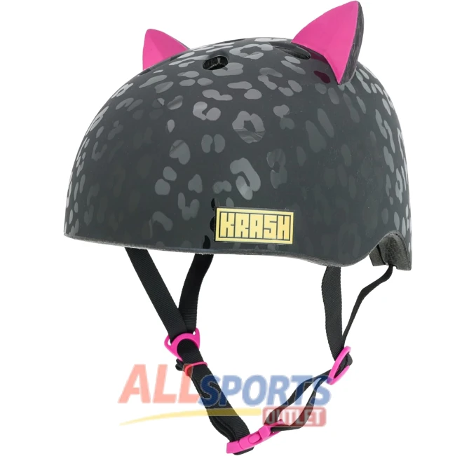 Krash Leopard Kitty Black 8+ Helmet for Youth Girls All Sports Outlet