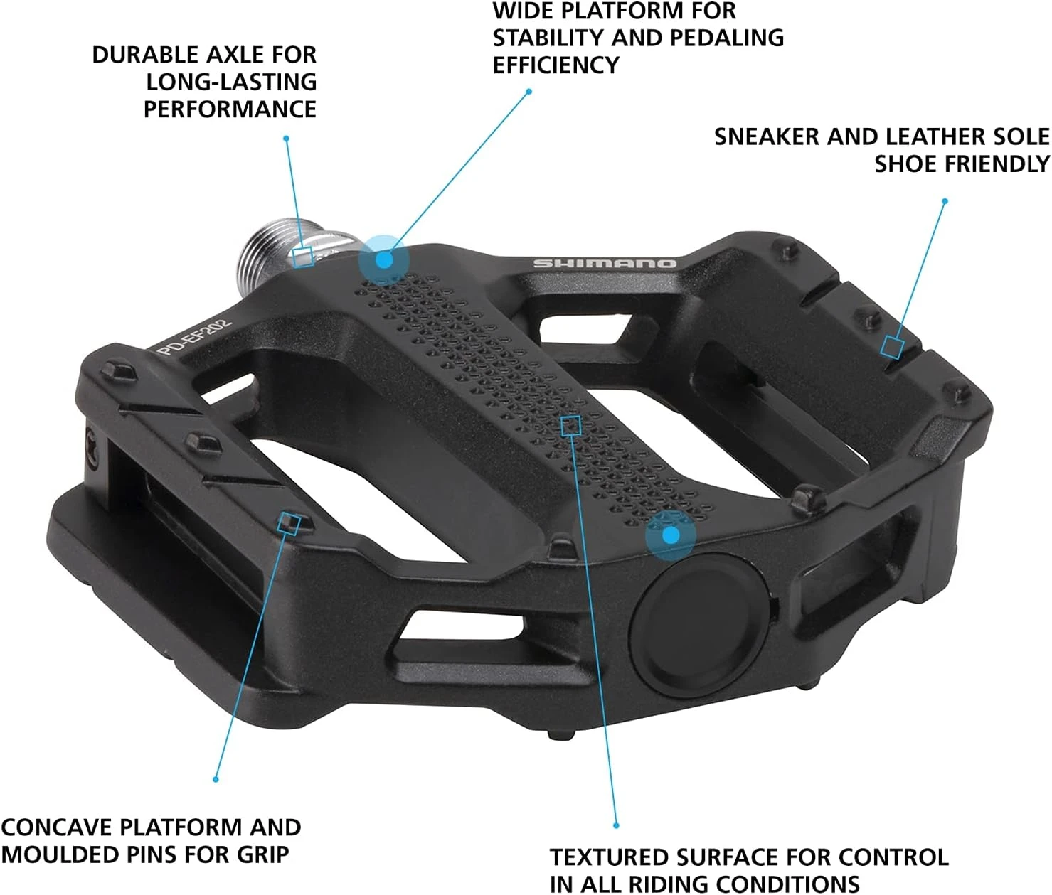 SHIMANO PD-EF202 Casual Riding Flat Pedal All Sports Outlet Black One Size - Image 2