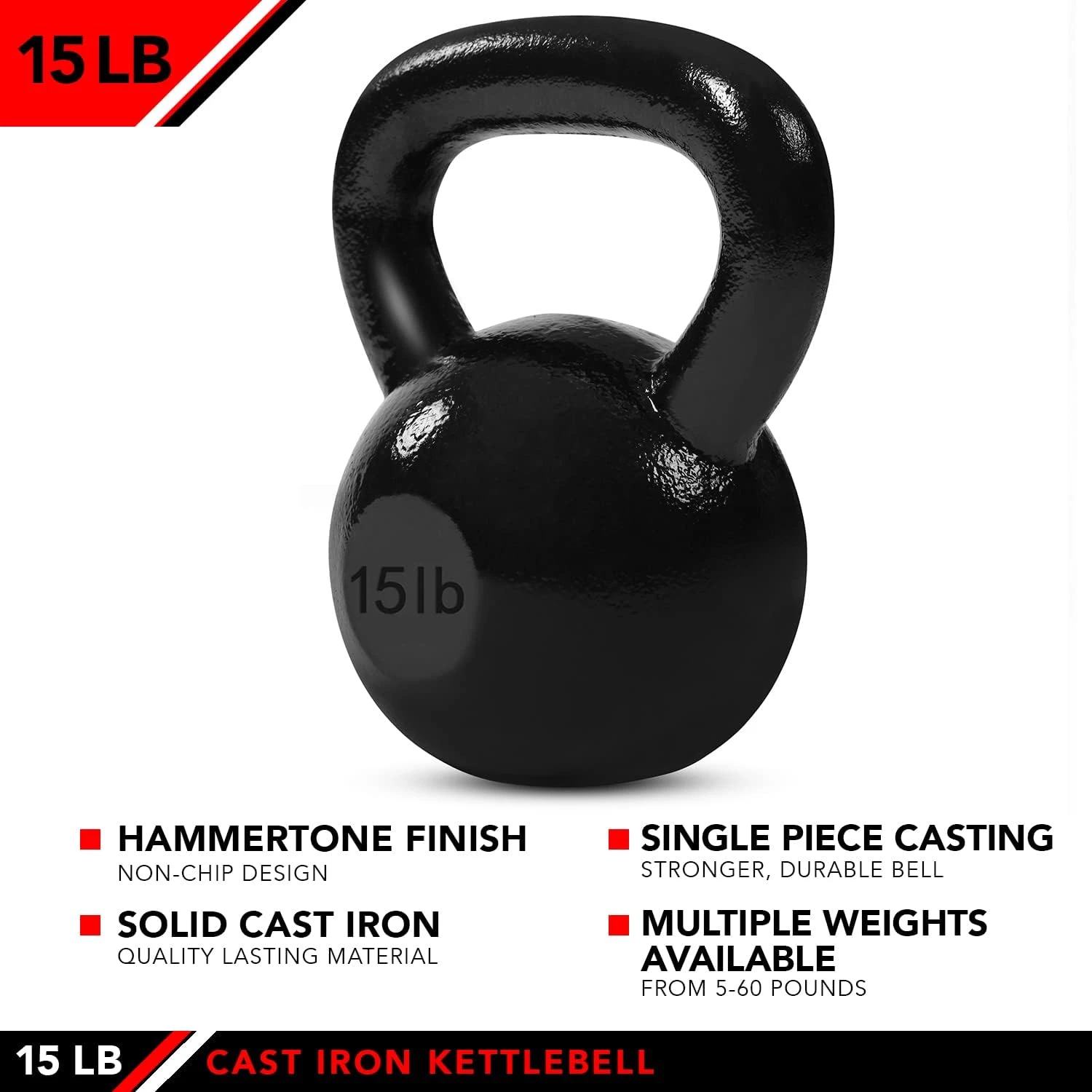JFIT Cast Iron 15 LB Kettlebell Weight All Sports Outlet - Image 3
