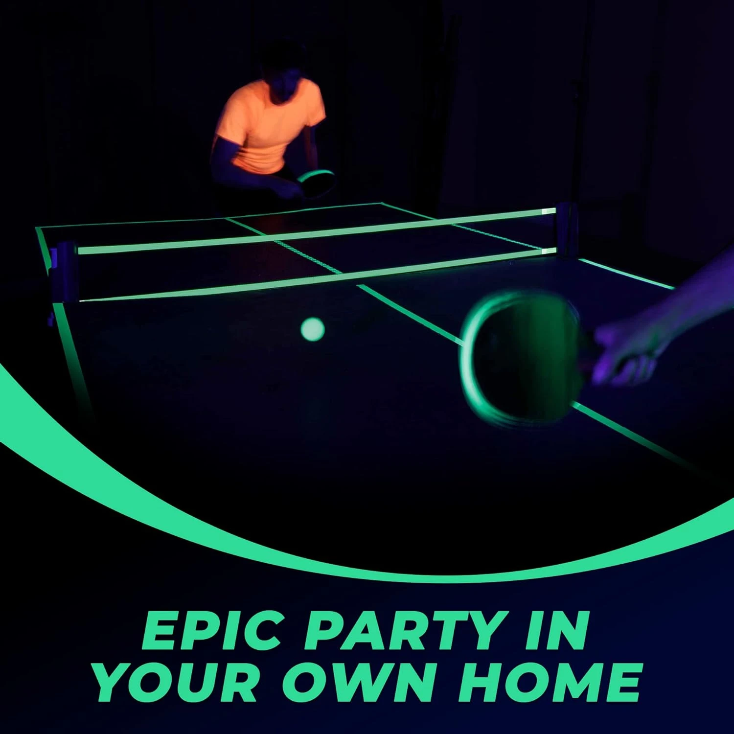 Blacklight Ping Pong Set Glow in The Dark Table Tennis All Sports Outlet - Image 3