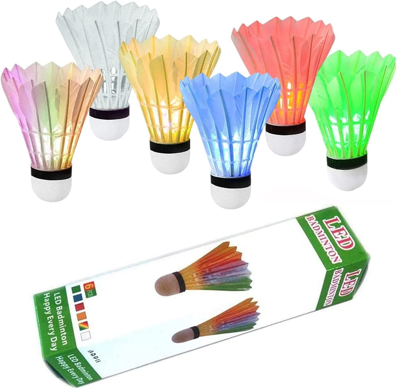 ZHENAN LED Badminton Shuttlecocks for Indoor Outdoor Play All Sports Outlet