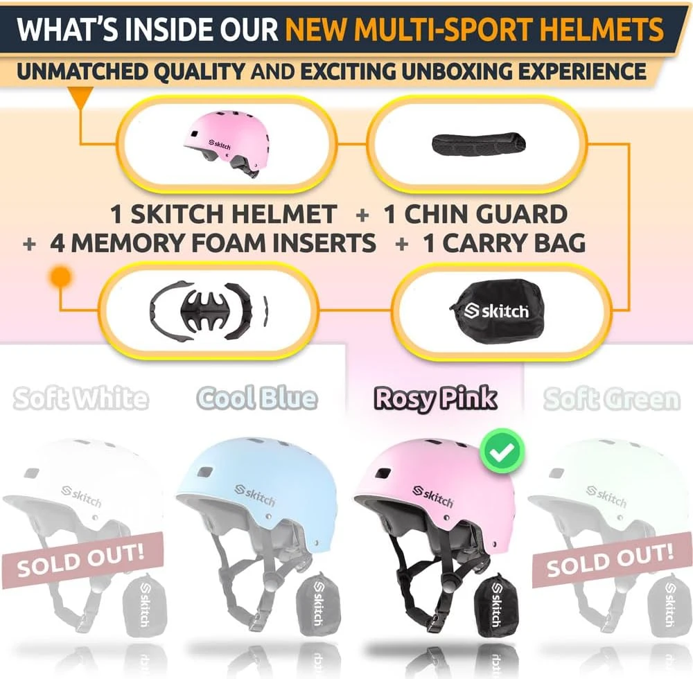 SKITCH Skateboard Helmet for Kids Teens Protective Gear All Sports Outlet - Image 2