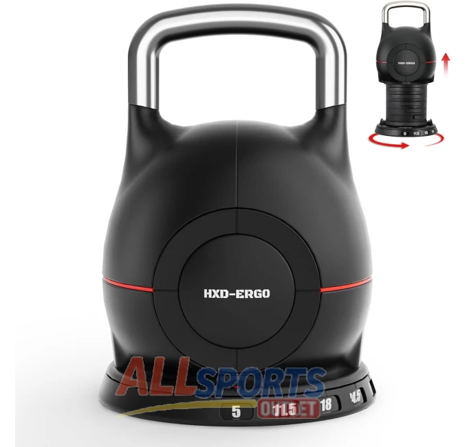 HXD-ERGO Adjustable Kettlebell Set 5lb to 44lb All Sports Outlet