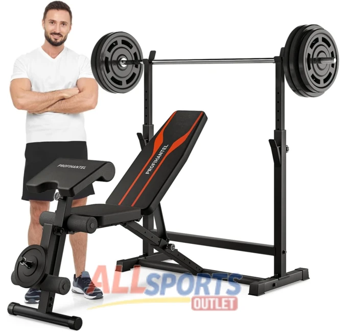 Profihantel Weight Bench with Squat Rack and Leg Exercises All Sports Outlet