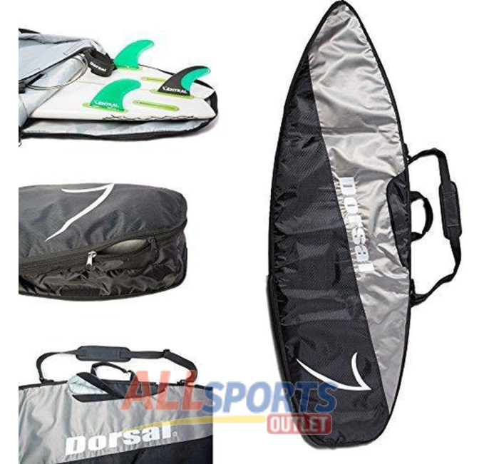 DORSAL Surfboard Day Bag Cover 5'10 Black Grey Nylon All Sports Outlet