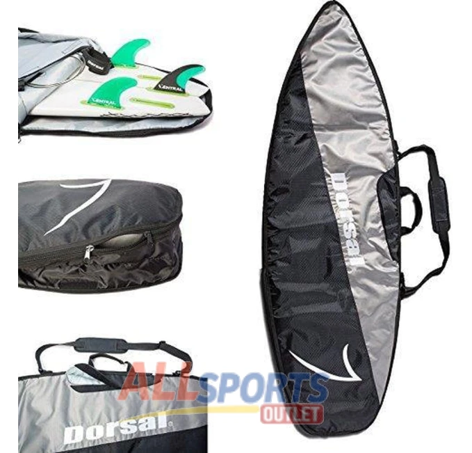 DORSAL Surfboard Day Bag Cover 5'10 Black Grey Nylon All Sports Outlet