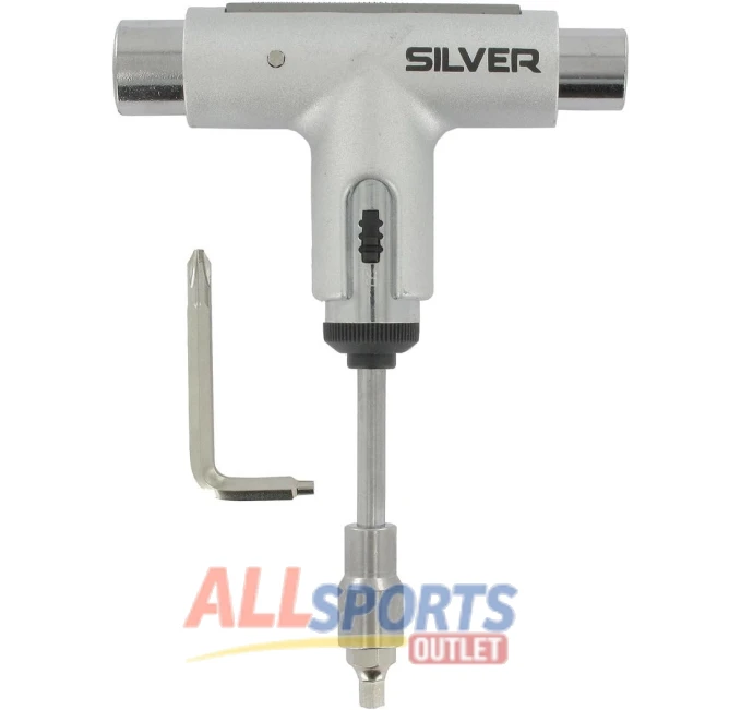 Silver Ratchet Skateboard Tool Metallic Silver All Sports Outlet
