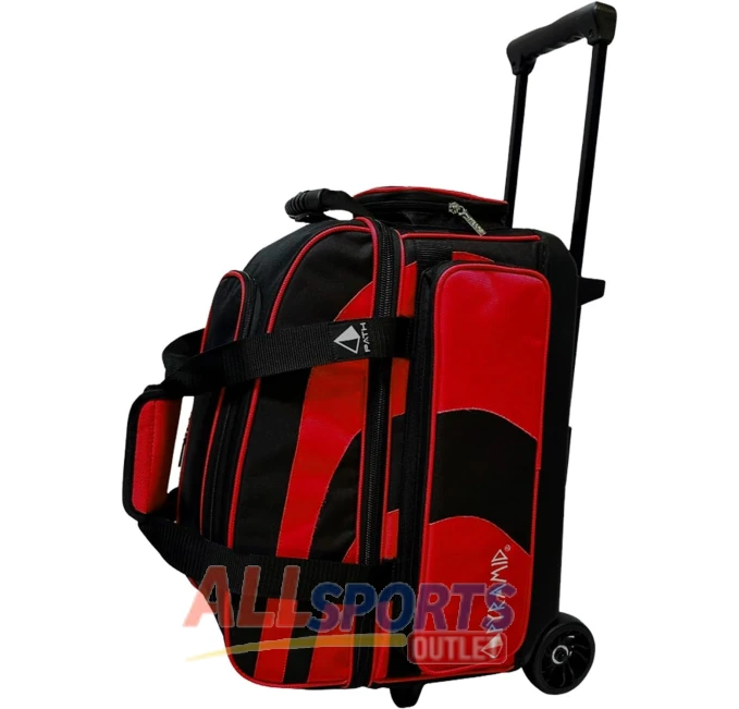 Pyramid Path Pro Deluxe Double Roller Bowling Bag Black Red All Sports Outlet