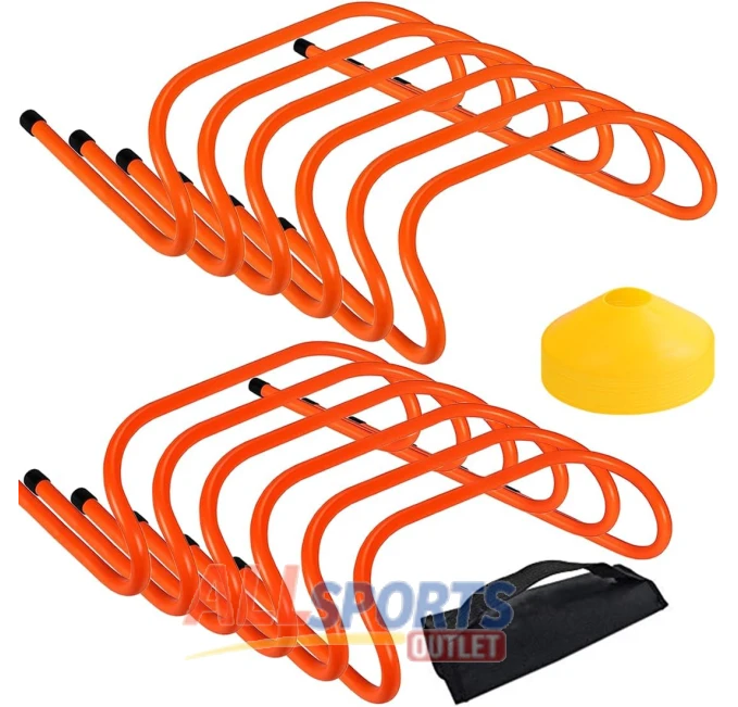 ASENVER 12 Hurdles Training Set with 10 Marker Cones At All Sports Outlet