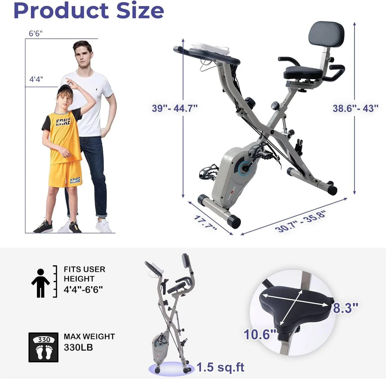 Exercise Bike Stationary All Sports Outlet 330LB Capacity Gray - Image 3