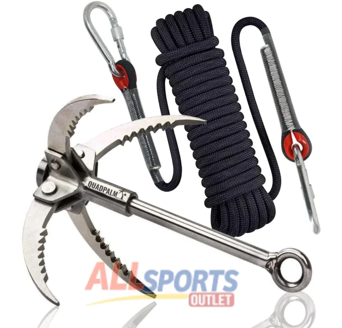 QUADPALM Grappling Hook with 10m Rope for Camping All Sports Outlet