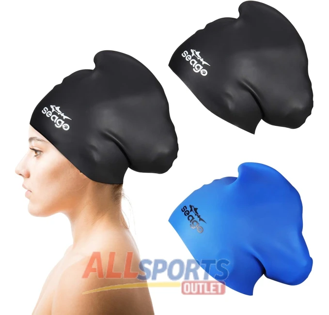 Swim Cap Long Hair Silicone 2 Pack Waterproof All Sports Outlet
