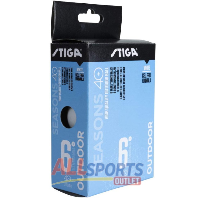 Stiga Seasons Outdoor ABS 6-Pack White Table Tennis Balls All Sports Outlet