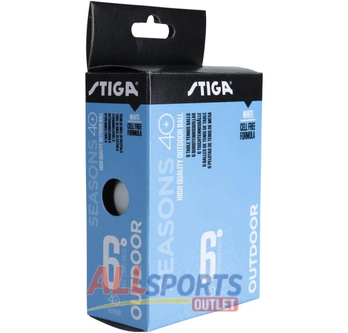 Stiga Seasons Outdoor ABS 6-Pack White Table Tennis Balls All Sports Outlet