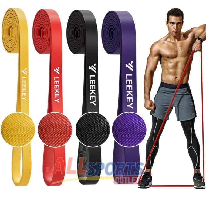 LEEKEY Rubber Exercise Bands 5-85LBS for Men Women All Sports Outlet