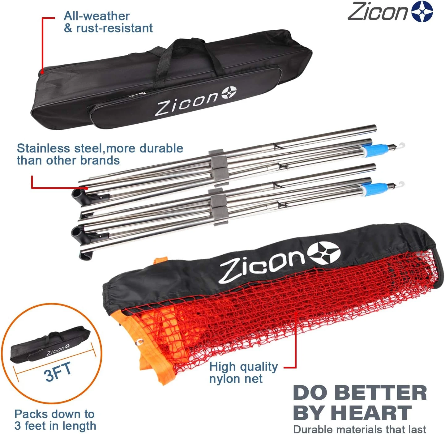 Nylon Zicon Net Set for Tennis Kids Volleyball All Sports Outlet - Image 2