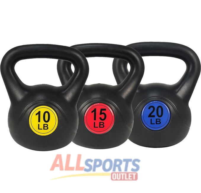 Signature Fitness Wide Grip Kettlebell Set 10 15 20 lbs Multicolor All Sports Outlet
