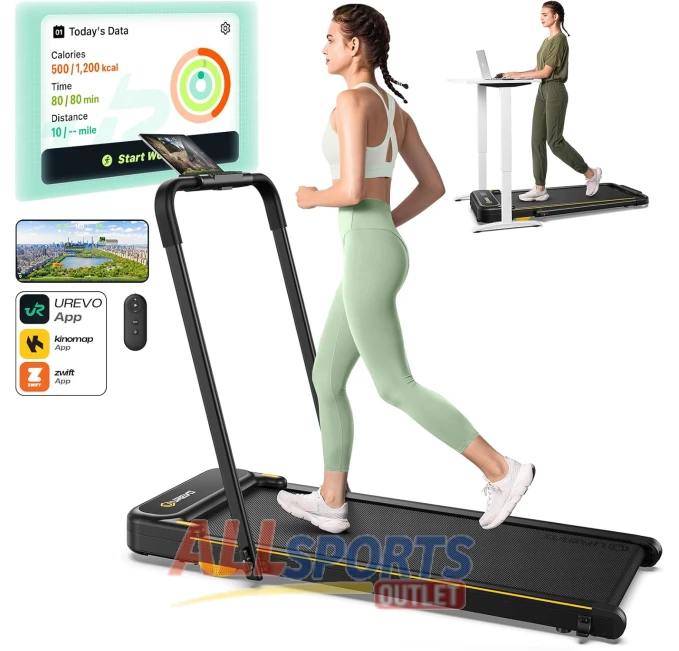 UREVO 2 in 1 Folding Walking Pad Treadmill All Sports Outlet