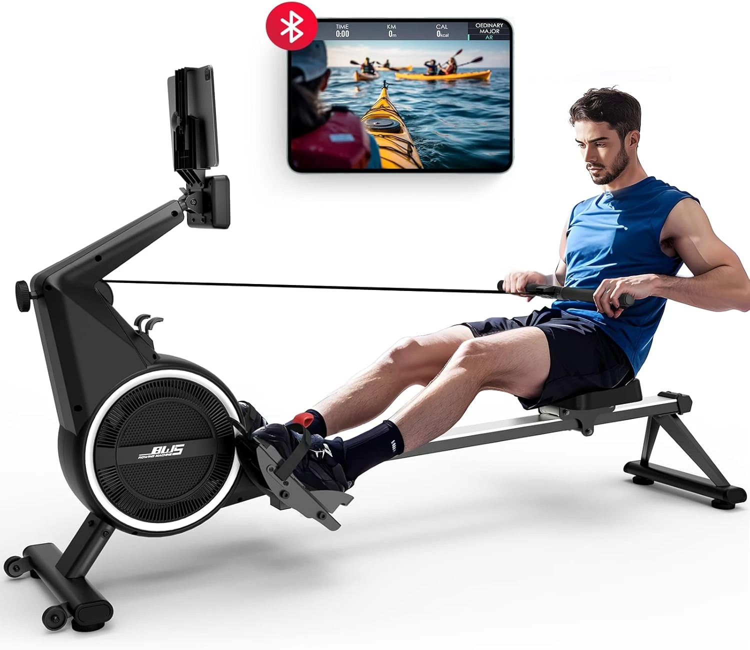 BOTORRO Air Magnetic Rowing Machine with Bluetooth and LED Monitor ...