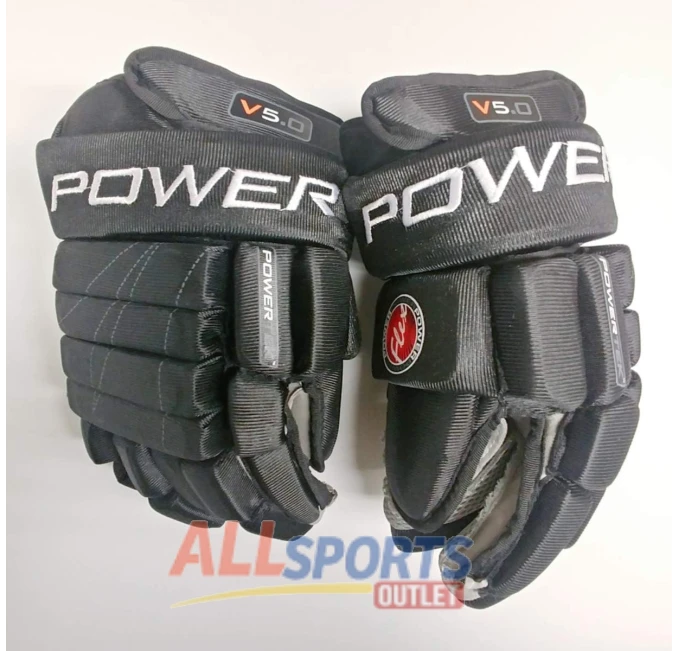 PowerTek V5.0 Tek Senior Ice Hockey Gloves Black 15 Inch All Sports Outlet